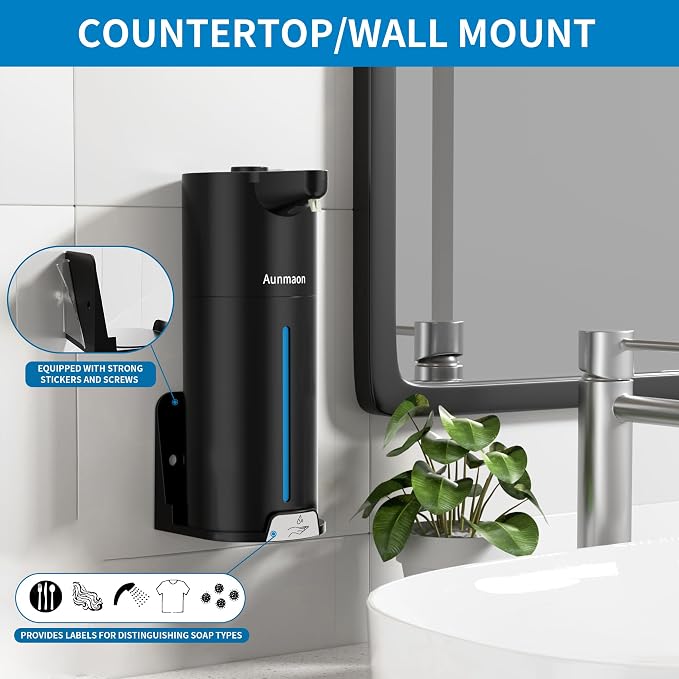 Automatic Soap Dispenser Touchless, Kitchen Bath Black | Hands-Free, 15-Level - Image 5