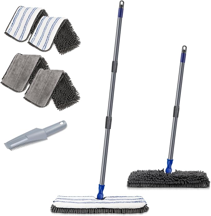 Two Sided Dust Mop for Floor Cleaning, 360°Microfiber Mop by MASTERTOP