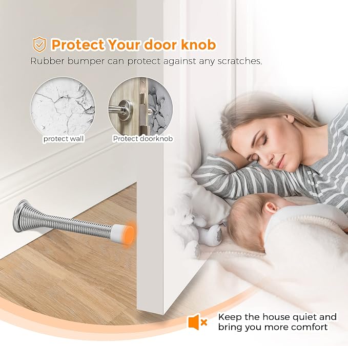 Ravinte Door Stoppers, 6 Pack Satin Nickel Spring Door Stops | Stoppers - Image 6