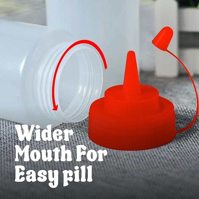 Norcalway 24 oz Condiment Squeeze Bottles for Sauces - Leak Proof - 4 Pack (XL)