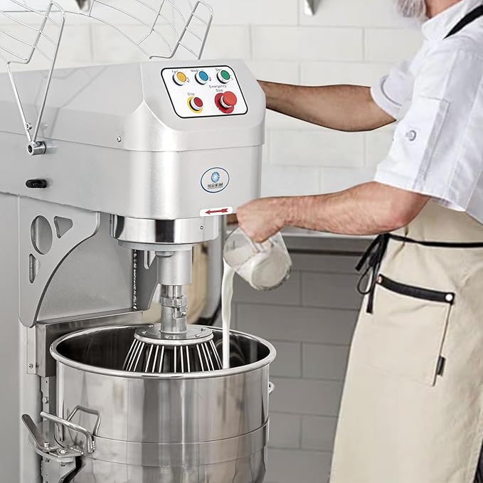 60Qt Commercial Dough Mixer by LEEVOT - 3000W Heavy Duty Electric Stand Mixer, 3 Speeds Planetary Floor Mixer with Stainless Steel Bowl, for Kitchen, Bakery, Pizzeria (230V 1-Phase)