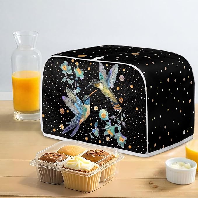 Hummingbirds Print 4 Slice Toaster Cover Waterproof Toaster Dust Cover Fingerprint Protection for Kitchen Small Appliance