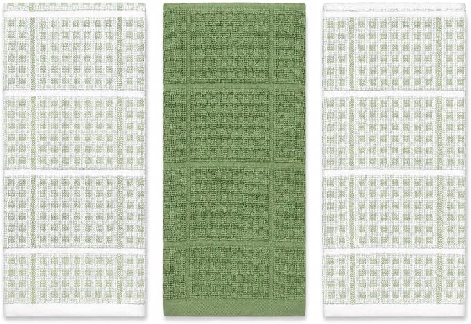 Serafina Home Sage Green Kitchen Dish Towels – Set of 3 100% Cotton Cloth Soft by SerafinaHome
