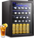 Antarctic Star 16 Bottle Wine Cooler Beverage Refrigerator Small Mini Wine Cellar Beer Soda Clear Glass Door Bar Fridge Quiet Operation Compressor Adjust Temp Control Freestanding, 2.4 Cu. Ft