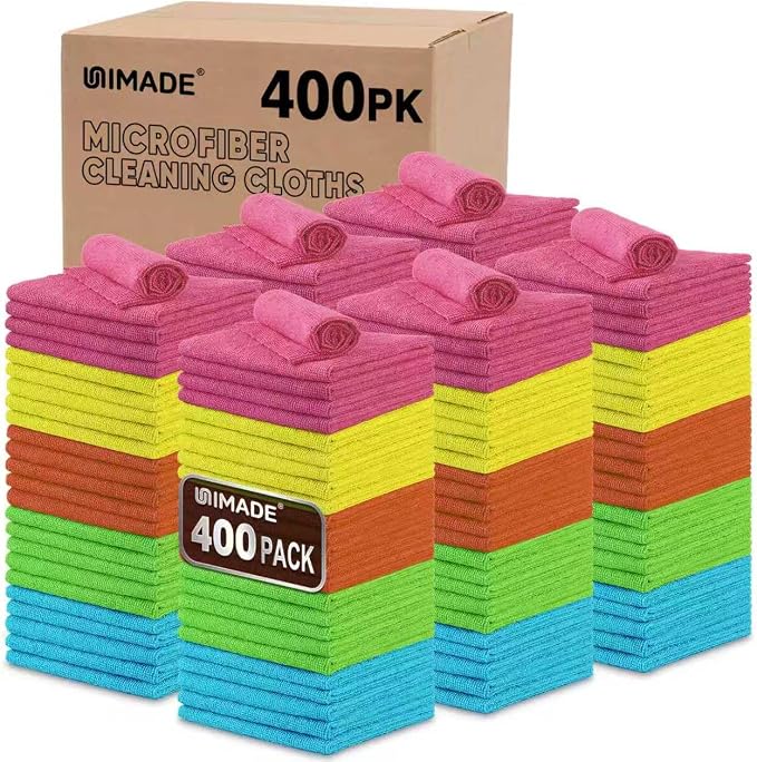 UNIMADE Microfiber Cleaning Cloth, 400PK Commercial Grade Work Rags by Unimade