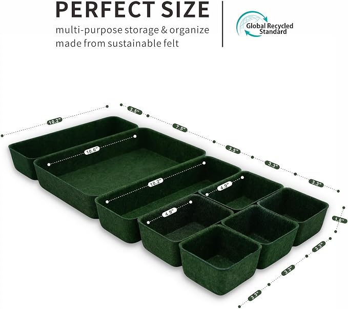 Desk drawer organizer bins shallow trays felt storage desktop box - Image 7