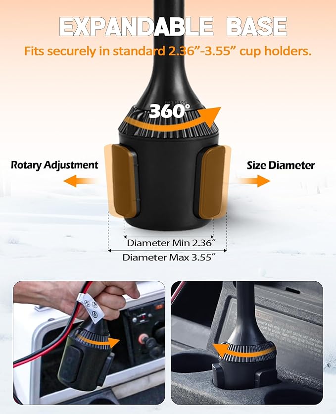 Xislet Upgrade Golf Cart Electric Heater with Infinite Temperature Adjustment, 2-Second Quick Heat 400W Quiet & Safe Carbon Fiber Heating, Battery Powered Heater Stable Fit Club Car/Yamaha/EZGO