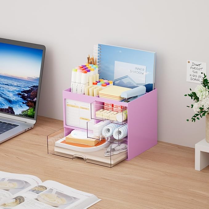 Marbrasse Desk Organizer with 3 Drawer, Desk Organizers and Accessories with 4 - Image 4