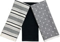 Black White Kitchen Hand Dish Towels: Oversized 28" x 16", 100% Cotton Cloth by SerafinaHome