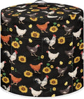 Insulated Pressure Cooker Appliance Cover, Also Fit for Rice Cooker, Air Fryer and Crock Pot, 8 Qt Dust Cover with Pocket for Spoon/Cooking Utensils/Recipes, Chicken Sunflower Black