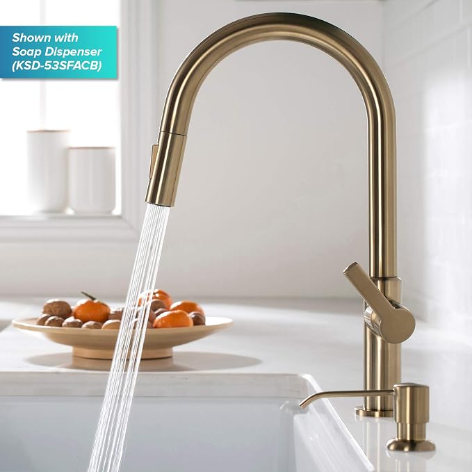 KRAUS Champagne Bronze Pull Down Kitchen Faucet KPF-2820SFACB | 360-degree - Image 12