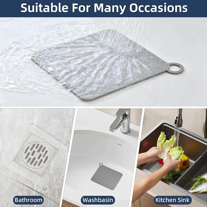 4-Pack Silicone Shower Drain Cover, 6x6 Inch Flat Floor Drain Cover | Anti-Odor - Image 2