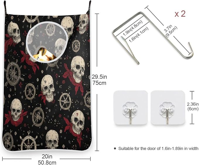 2PCS Hanging Laundry Hamper Bag Over the Door Laundry Hamper Wall Hamper Large - Image 3