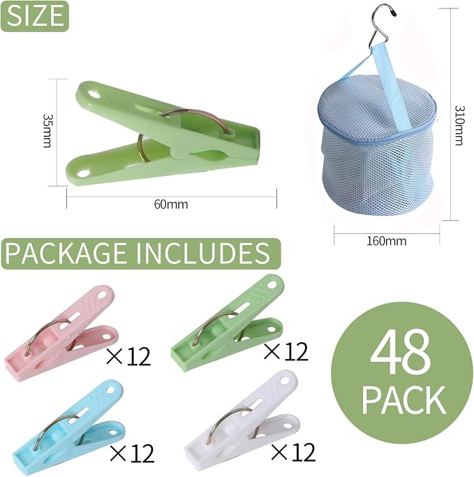 48 Pack Plastic Clothes Pins Heavy Duty Outdoor - Image 4