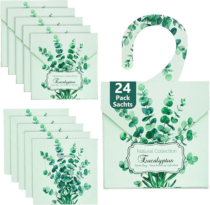 24Pcs Eucalyptus Sachets for Drawers and Closets, Natural Closet Freshener by Umpeimvon