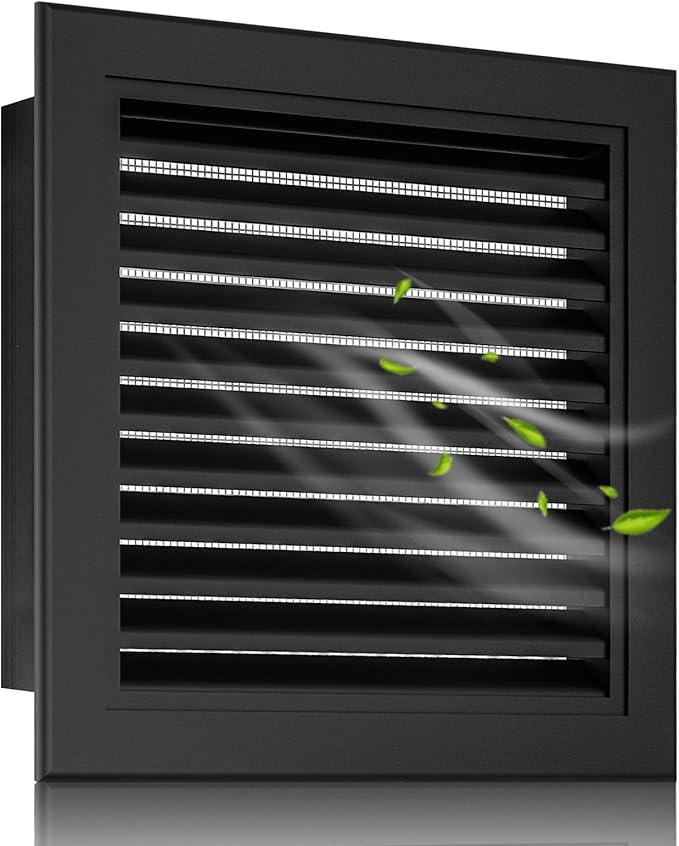 22"x22" Gable Vent Aluminum Alloy – High-Airflow Vent for House & Shed, Rustproof Metal Mesh Blocks Small Animals, Waterproof & Anti-Condensation, Opening 20"x20" Black