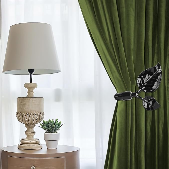HIKMLK Leaf Shaped Curtain Tieback Holdbacks 2pcs, Handmade Metal Curtain Side - Image 5