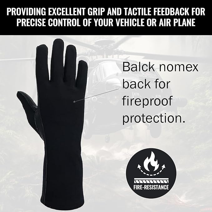 Nomex Flight Gloves, Leather Work Gloves for Men, Soft Durable Sheep Skin Leather Driving, Flying, Gardening Hunting Gloves