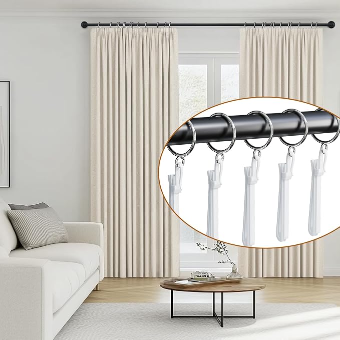 1.5 Inch Curtain Rings with Hooks, 24 Pack Silver Metal Drapery Rings with Pins - Image 4