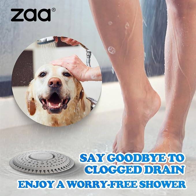 Shower Drain Hair Catcher Silicone Flat Floor Strainer Protector | 2 Pack Gray - Image 7