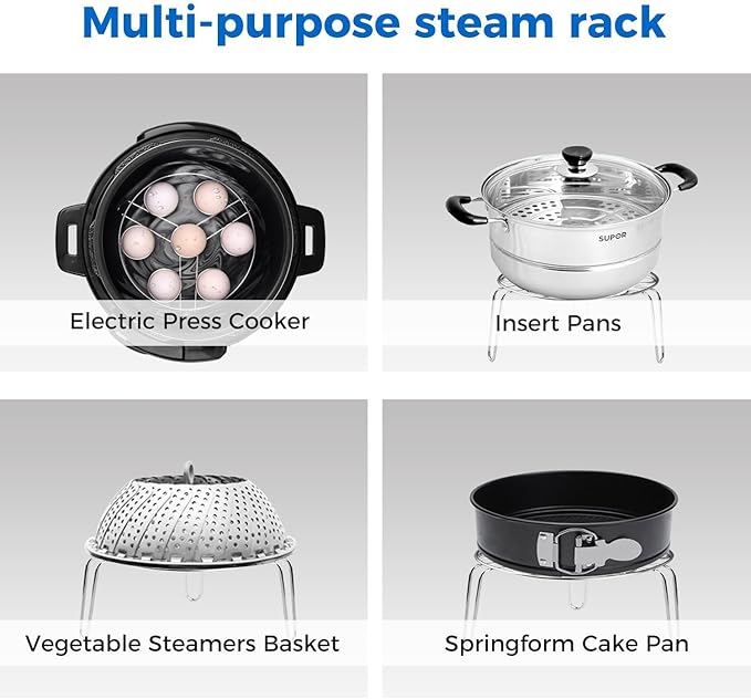 Konrisa Stainless Steel Steam Rack for Instant Pot Cooking Trivet Rack Holder Egg Steamer Basket Trivet Food Stand Air Fryer Rack for Pressure Cooker, Set of 3