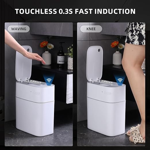 MOPALL Bathroom Trash Can with Lid Automatic Bagging Motion Sensor 3.5gal | - Image 9