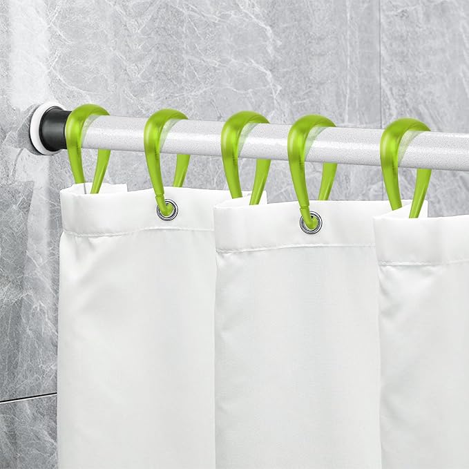Top-spring Green Shower Curtain Hooks 12Pcs Drop Shaped Hooks - Image 5