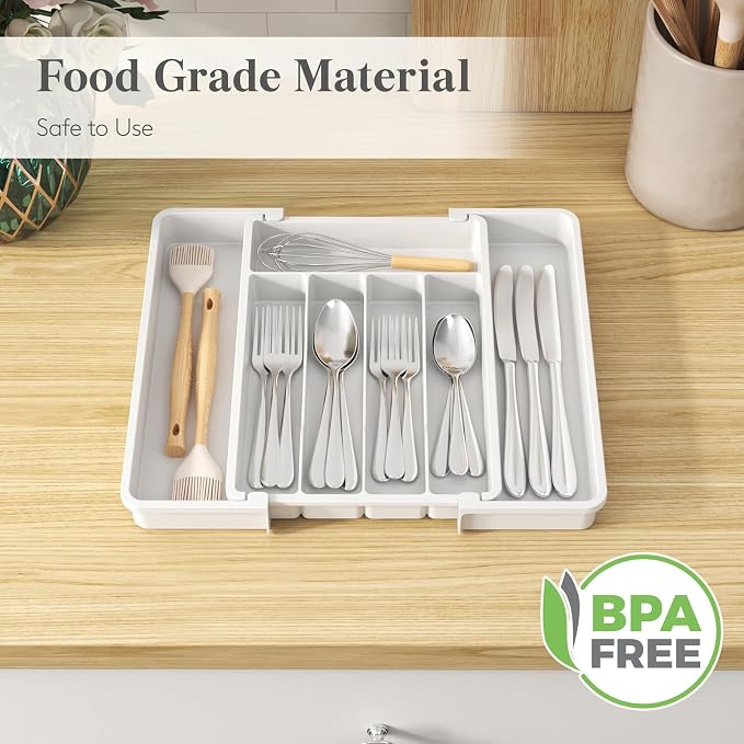 Lifewit Expandable Silverware Drawer Organizer, Kitchen Utensil Tray | BPA-free - Image 6