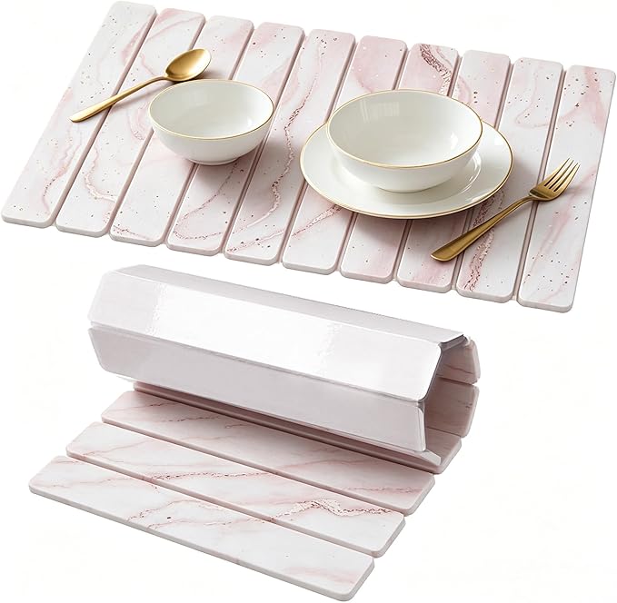 Stone Drying Mat for Kitchen Counter, Quick Diatomaceous Earth Mats for Dishes by Unknown