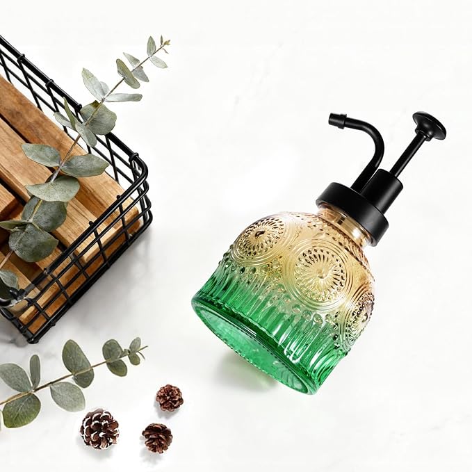 Amolliar 8 Oz Glass Soap Dispenser Plastic Black Pump, Vintage/Farmhouse/Boho - Image 3
