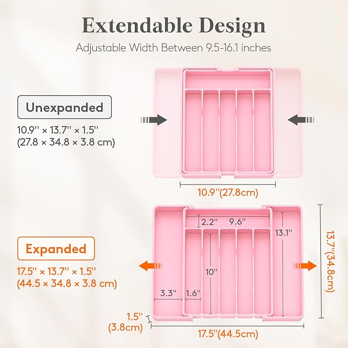 Lifewit Expandable Silverware Drawer Organizer, Kitchen Utensil Tray | BPA-free - Image 2