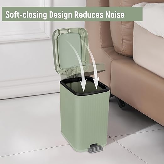 Small Bathroom Trash Can with Lid, 2.6 Gallon Slim Soft Close Step, Kitchen & - Image 4