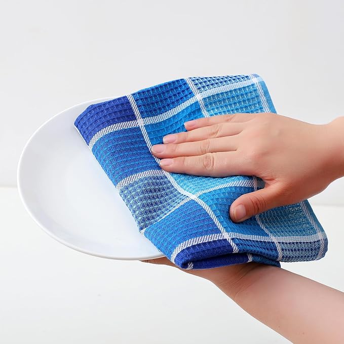 Bright Large Kitchen Towels, 16 Inch x 26 Inch Buffalo Check Dish Towels - Image 2