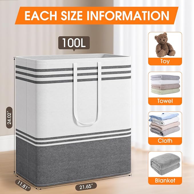 4 Pack Large Laundry Baskets, Laundry Hampers, Freestanding Waterproof - Image 2