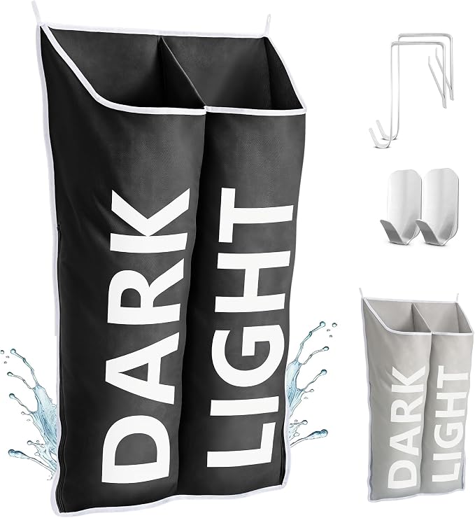 Hanging Laundry Hamper Bag XL 40x22", Space Saving over the Door Storage Bags by DONAQ