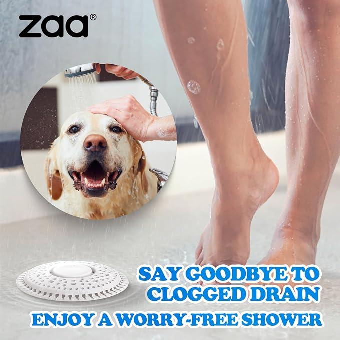 Shower Drain Hair Catcher Silicone Flat Floor Strainer Protector | 2 Pack White - Image 7