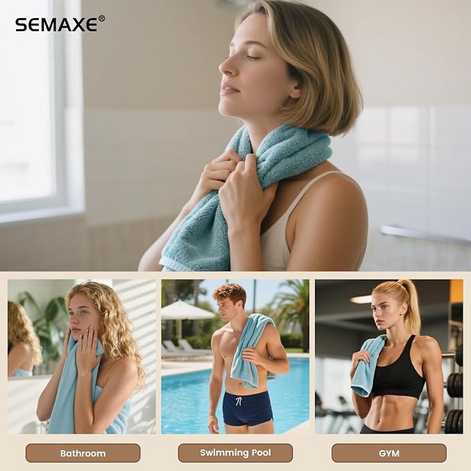 4-Pack Blue Cotton Hand Towels for Bathroom - Image 6