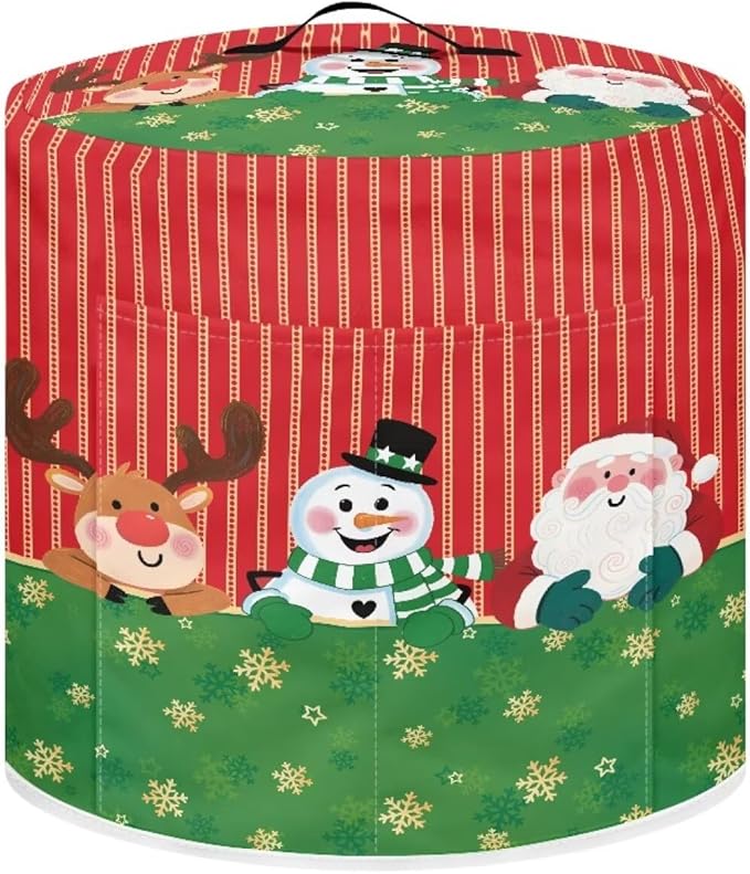 Christmas Decorative Kitchen Appliance Protector Dust Cover Universal Size 8 Quart Pressure Cooker/Air Fryer/Rice Cooker Dust Cover with Top Handle and Pocket