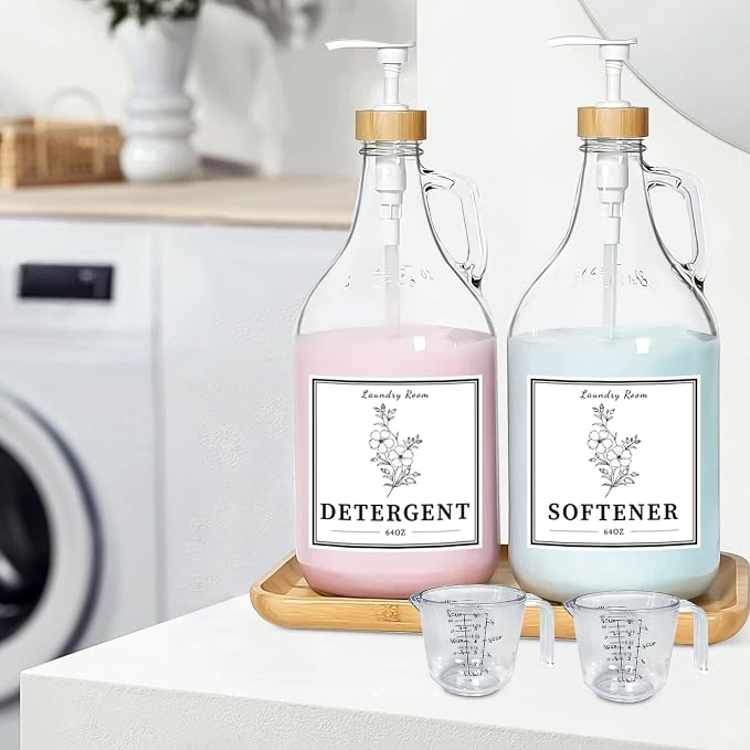 2 Pcs Glass Laundry Detergent Dispenser Bottle, 64 oz - Image 8