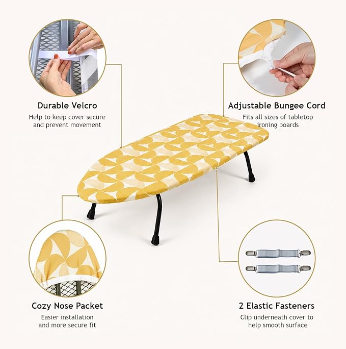 SheeChung Small Ironing Board Cover and Pad 12.5"x32", Heat Resistance Cover - Image 4
