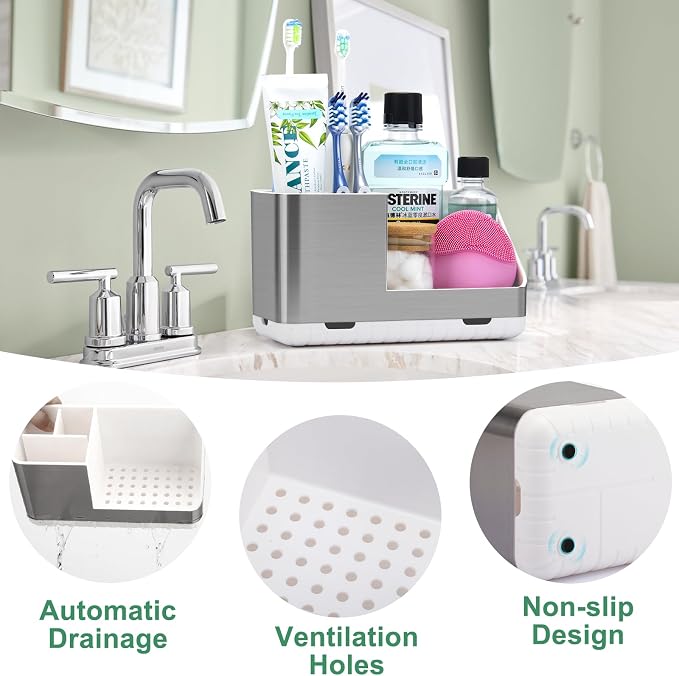 Toothbrush Holders for Bathroom Countertop Organizer | Easy To Clean, Detachable - Image 3