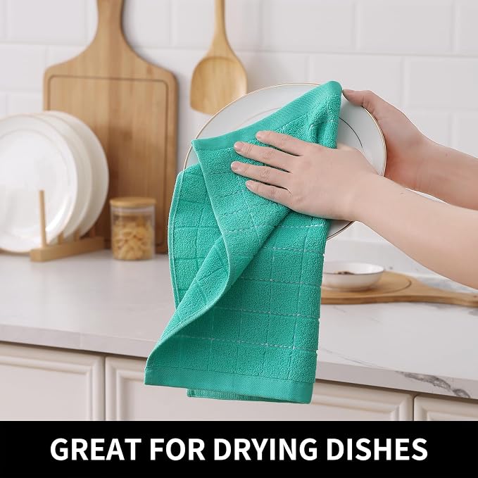 Homaxy 100% Cotton Terry Kitchen Towels, 12 Pack - Image 4