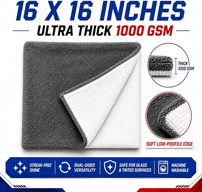 Hybrid Glass Microfiber Towel – Waffle Weave & Plush Dual Action Cleaning Cloth - Image 5