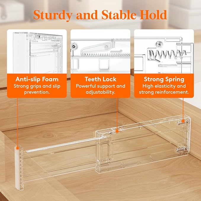 Lifewit 4" High Upgrade Drawer Divider, Adjustable Drawer Organizer Clothes | - Image 3