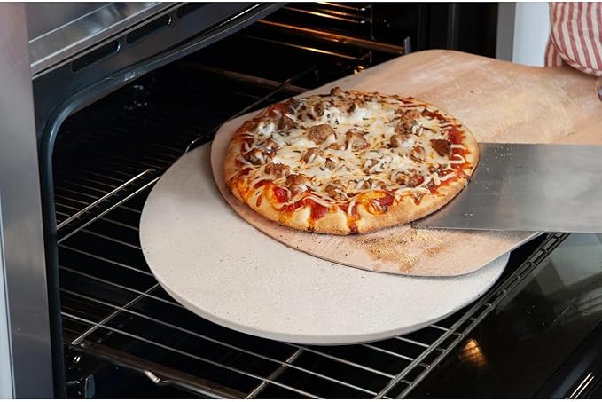 FibraMent-D Premium 16" x 3/4" Round Pizza Stone, Perfect for Home Ovens Bread, Pastries- Commercial Grade Delivering Superior Heat Retention and Even Cooking - Ranked 'BEST OVERALL PIZZA STONE'