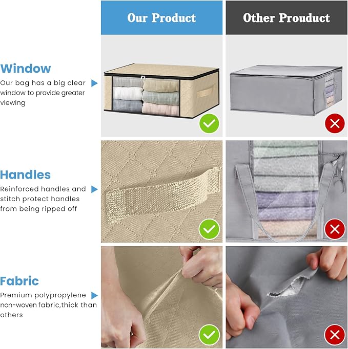 HomeHacks 10-Pack Clothes Organizer Storage Bags, 35L Storage Bins, Reinforced - Image 5