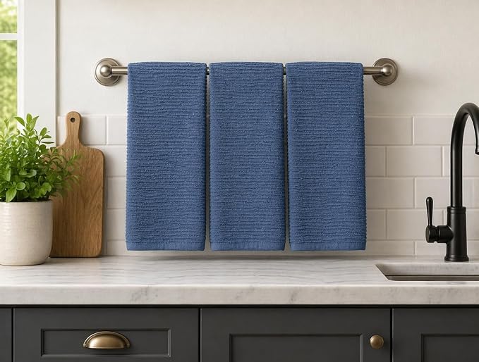 Serafina Home Chambray Denim Blue Kitchen Hand Dish Towels, 100% Cotton - Image 8