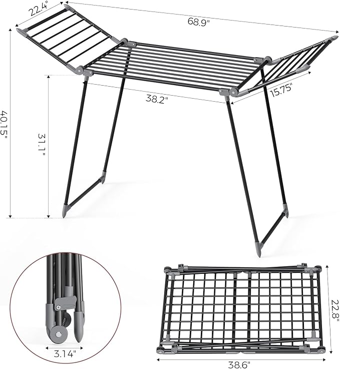 Clothes Drying Rack, Large Capacity Drying Rack, 37lbs Hold, Foldable Drying - Image 2