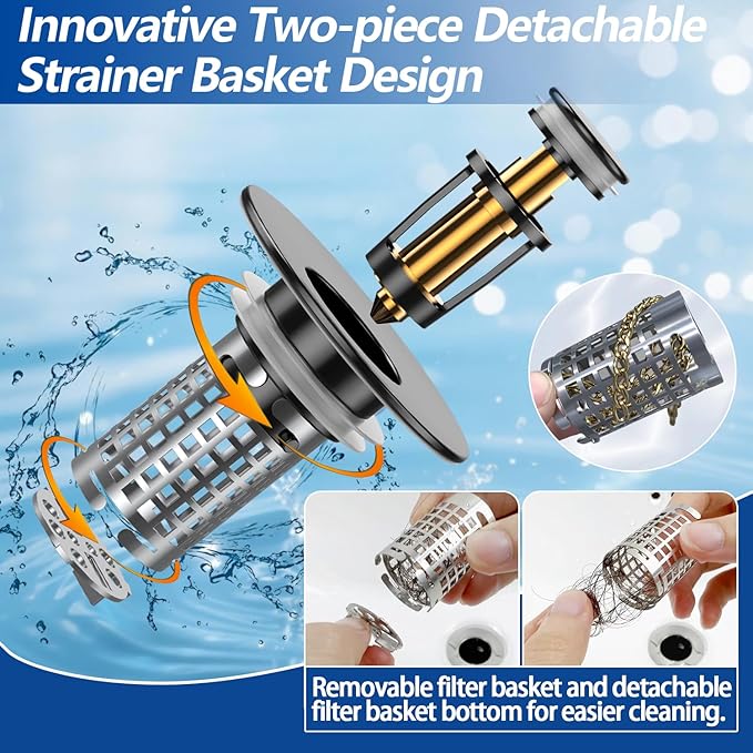 Bathroom Sink Drain Strainer, Pop-up Sink Drain Strainer - Image 7