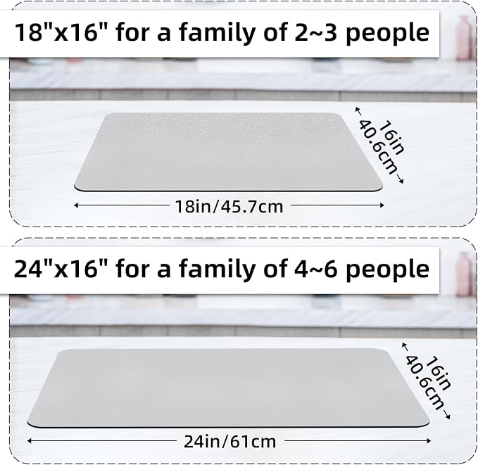 LOPNUR Large Dish Drying Mat for Kitchen Counter, Light Grey | Coffee Mat and - Image 4